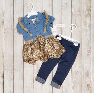 NWT 2 pc Outfit Jean Short & leggings Sz 24m